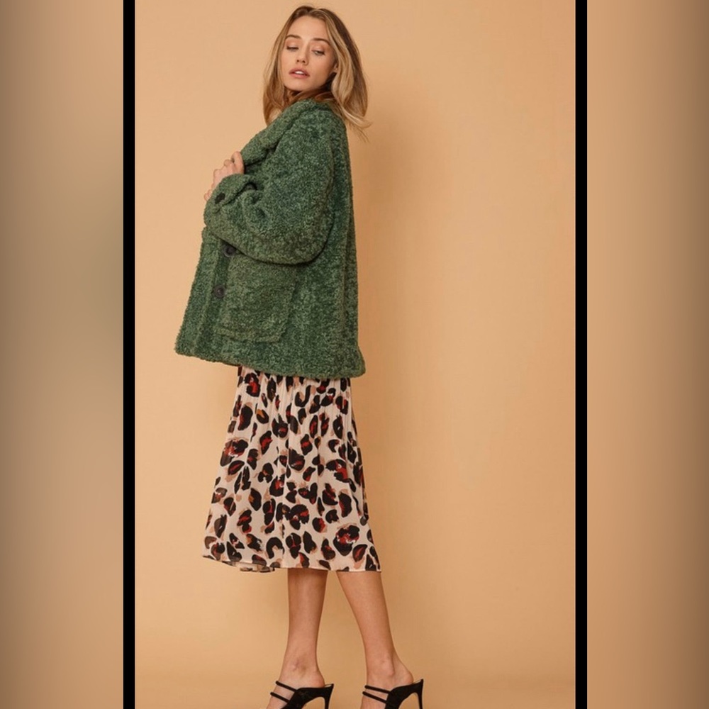 Green shearling jacket - Picture 2 of 3